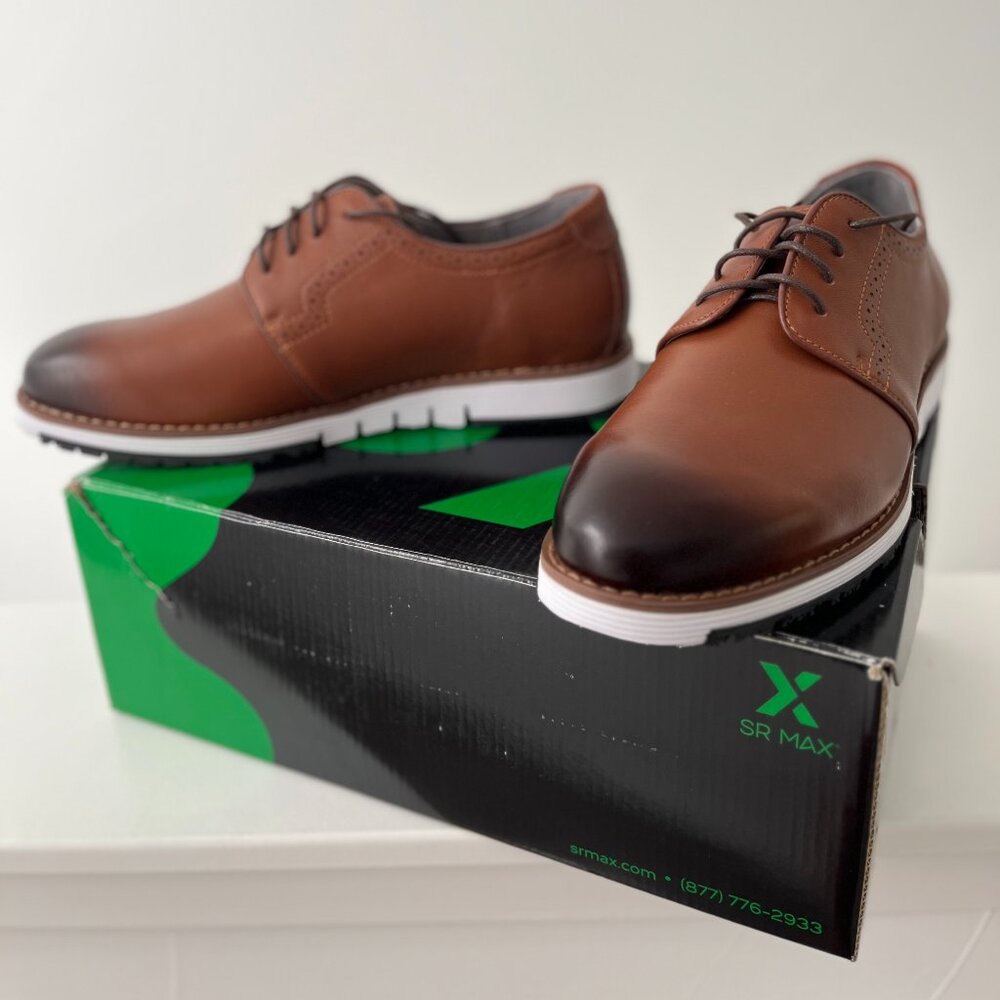 Beaufort Oxfrd Brown/White MaxTRAX Slip Resistant, Soft Toe Work